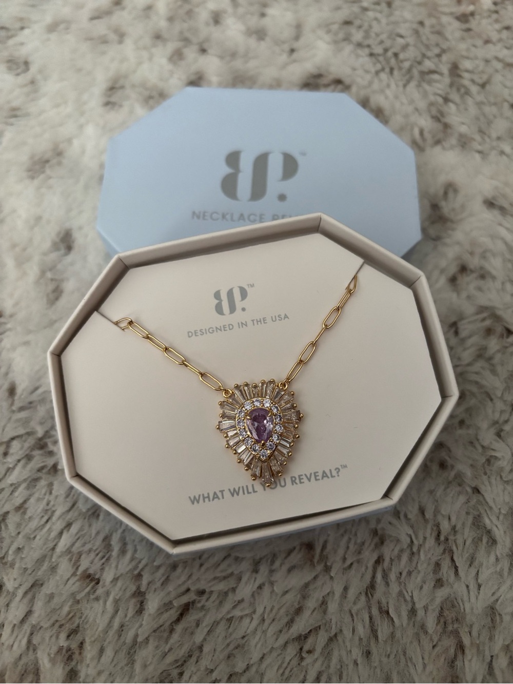 Bomb Party Gold-plated Necklace with Purple Teardrop Pendant NWT